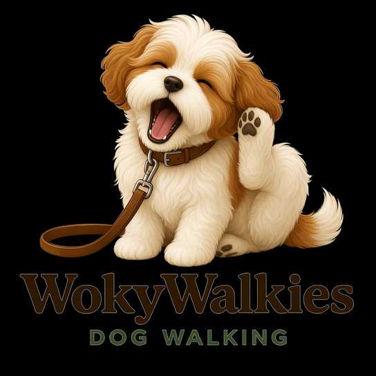 Still poster image of the WokyWalkies dog logo